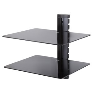 AVF Steel Wall Mounted AV Component Shelving System with 2 Shelves - Black
