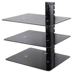 AVF Steel Wall Mounted AV Component Shelving System with 3 Shelves in Black