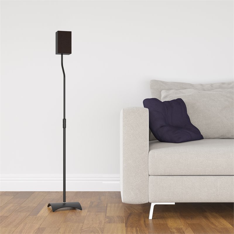 AVF Steel Speaker Floor Stands with Adjustable Height in Black (Set of 2)