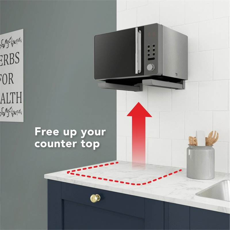 AVF Steel Universal Wall-Mounted Microwave Brackets in Silver (Set of 2)