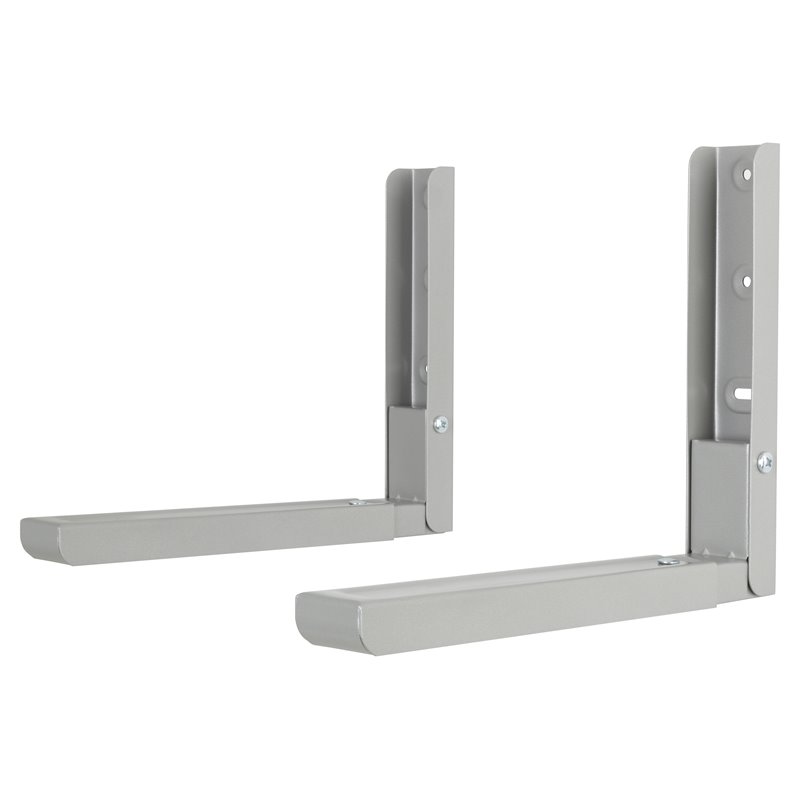 AVF Steel Universal Wall-Mounted Microwave Brackets in Silver (Set of 2)