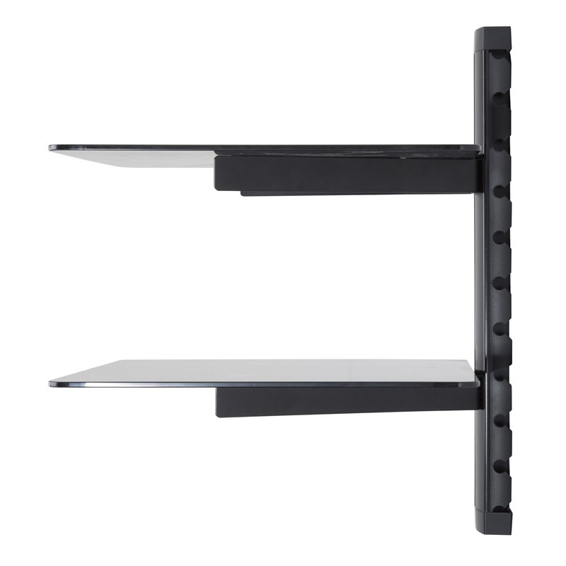 AVF Steel Wall Mounted AV Component Shelving System with 2 Shelves in Black