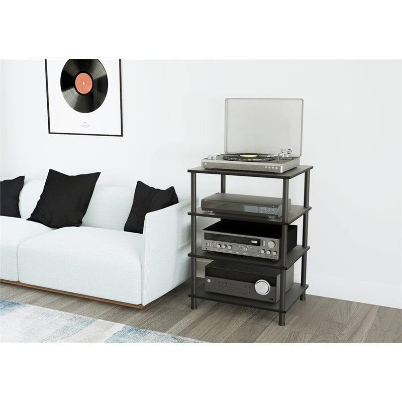 AVF 4-Shelf Steel and Wood Stand for Audio IT or Home Office in Black