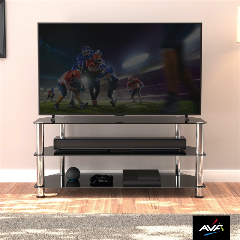 AVF Transitional Steel and Glass TV Stand for up to 55