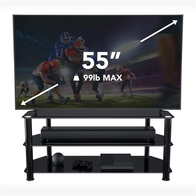 AVF Transitional Steel and Glass TV Stand for up to 55