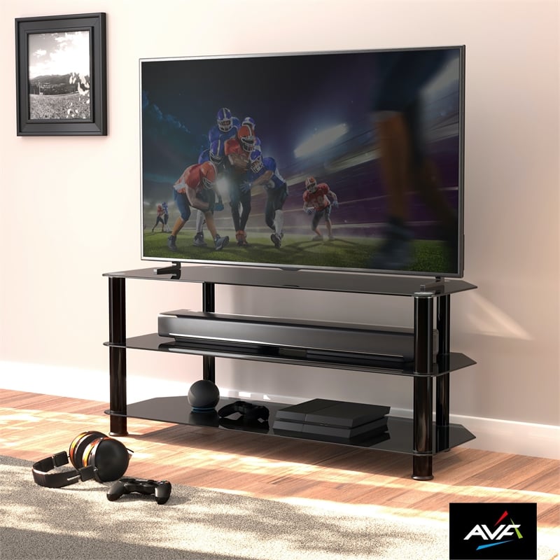 AVF Transitional Steel and Glass TV Stand for up to 55