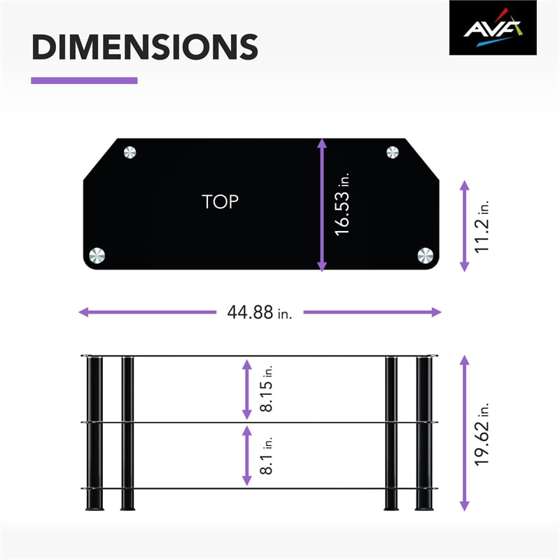 AVF Transitional Steel and Glass TV Stand for up to 55