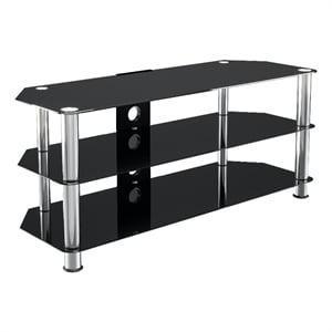 AVF Steel Glass TV Stand with Cable Management for up to 55&quot TVs in Black/Chrome