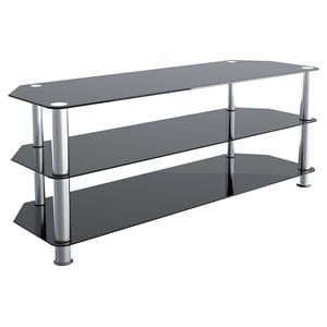 AVF Transitional Steel and Glass TV Stand for up to 60&quot TVs in Black/Chrome
