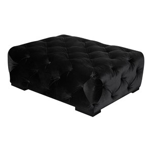 American Home Classic Jasper 17&quot Rectangular Velvet Ottoman in Black