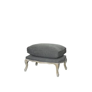 American Home Classic Rodney 20&quot Fabric Ottoman in Antique White and Frost Gray