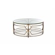 American Home Classic Edward Round Metal-Glass Coffee Table in Brushed Brass