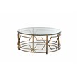 American Home Classic Edward Round Metal-Glass Coffee Table in Brushed Brass