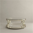 American Home Classic Edward Round Metal-Glass Coffee Table in Brushed Brass