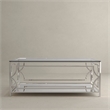 American Home Classic Edward Rectangular Metal and Glass Coffee Table in Silver
