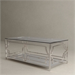 American Home Classic Edward Rectangular Metal and Glass Coffee Table in Silver