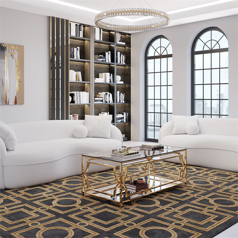 American Home Classic Edward Rectangular Coffee Table in Polish Gold