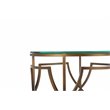 American Home Classic Edward Round Metal and Glass Side Table in Brushed Brass
