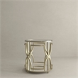 American Home Classic Edward Round Metal and Glass Side Table in Brushed Brass