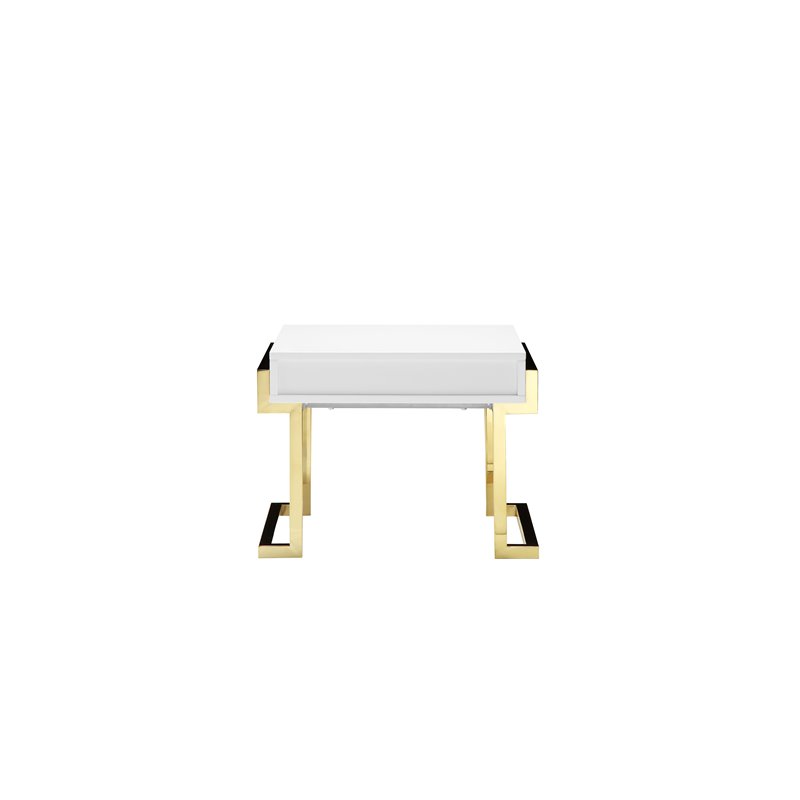 American Home Classic Julia Modern Stainless Steel Side Table in White/Gold