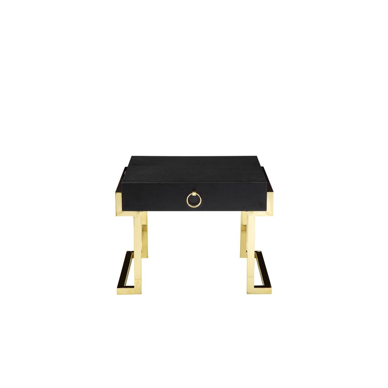 American Home Classic Julia Modern Stainless Steel Side Table in Black/Gold