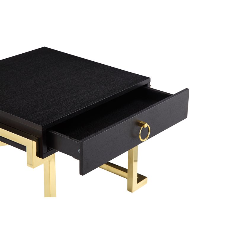 American Home Classic Julia Modern Stainless Steel Side Table in Black/Gold