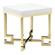 American Home Classic Sophia Steel Side Table in White Lacquer and Gold