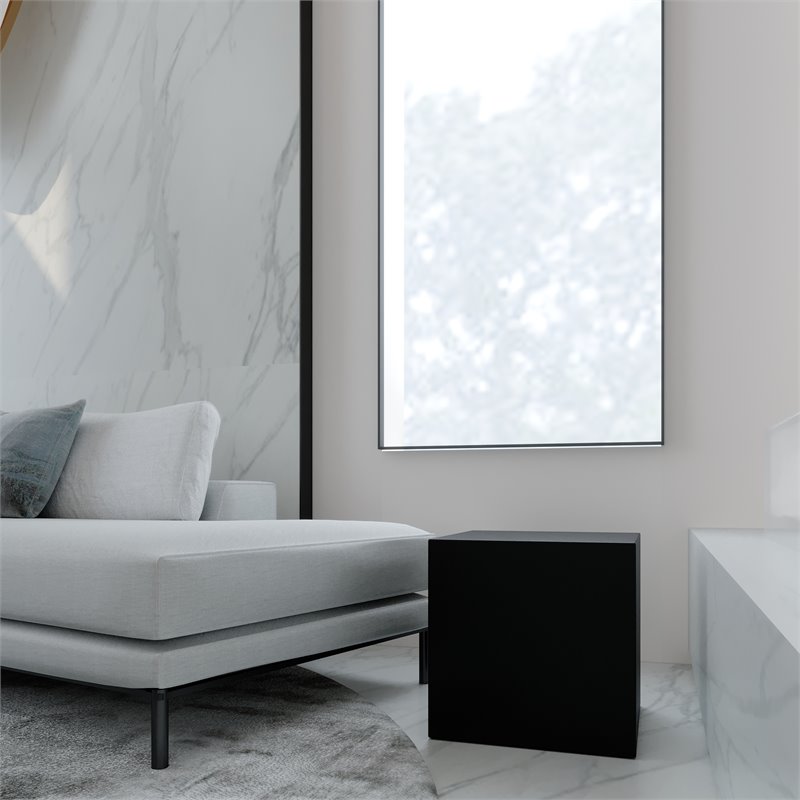 American Home Classic Spencer Small Square Modern Metal Side Table in Black