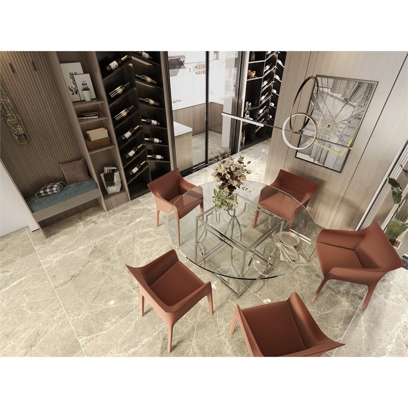 American Home Classic Edward Round Metal Dining Table in High Polish Silver