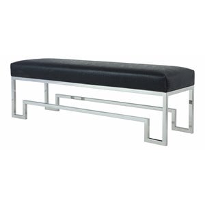 American Home Classic Laurence Steel Bench High Polish Silver/Faux Black Gator