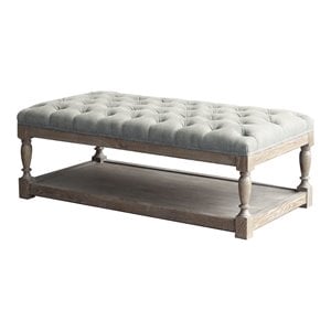 American Home Classic Athena Rectangular Fabric and Wood Coffee Table in White