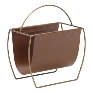 American Home Classic Blake Modern Metal and PU Magazine Rack in Brown