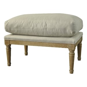 American Home Classic - Warren Ottoman in Off White Linen (Seat Height 18&quot)