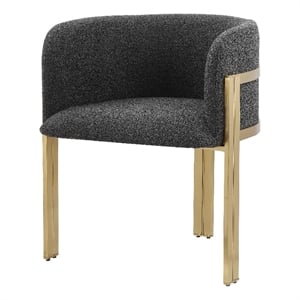 American Home Classics Mort 18&quot Modern Boucle Fabric Dining Chair in Black