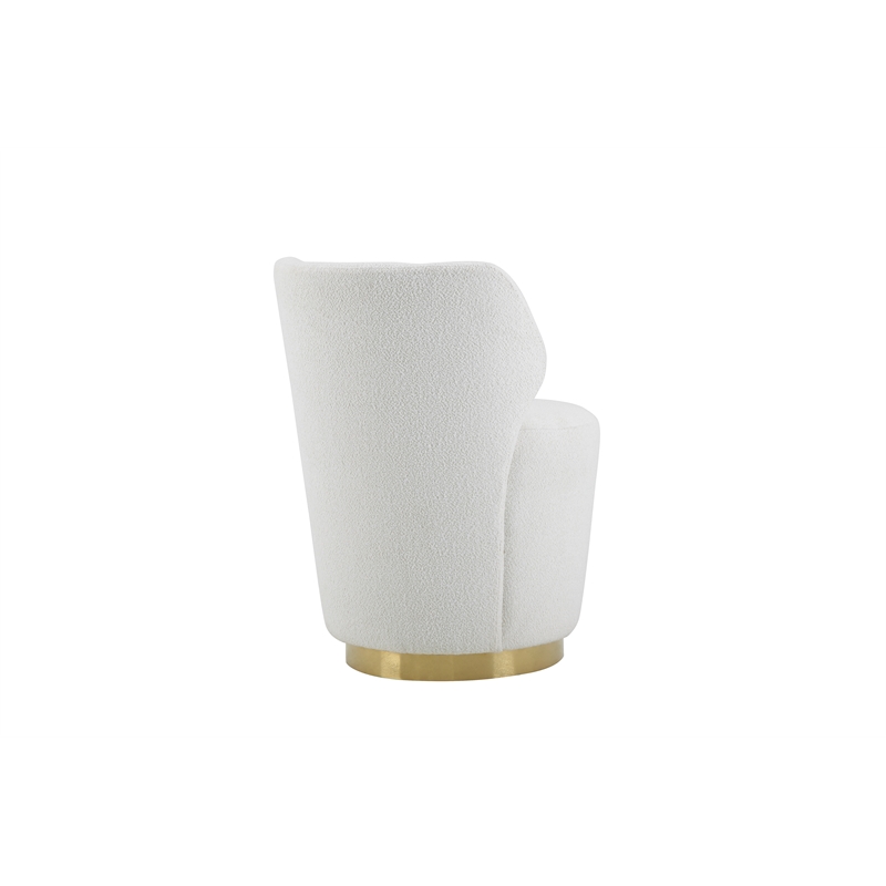 American Home Classic Shell Upholstered Modern Metal Swivel Chair in Ivory