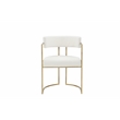 Fur Dining Chair in Brushed Gold and Ivory Boucle