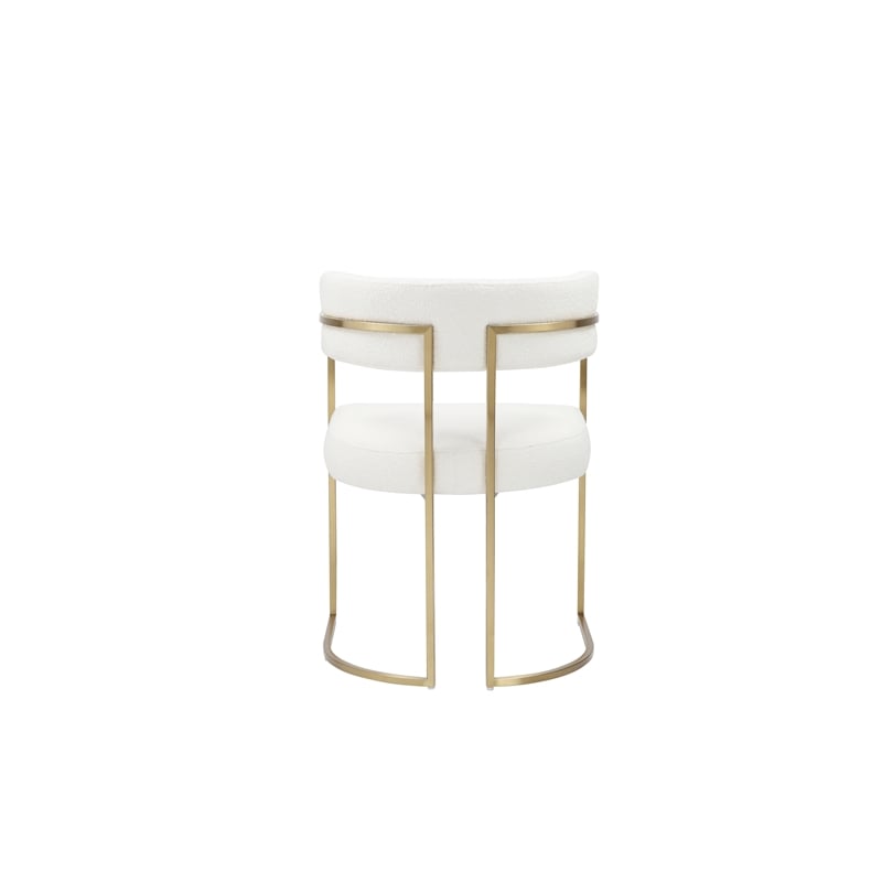 Fur Dining Chair in Brushed Gold and Ivory Boucle