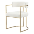 Fur Dining Chair in Brushed Gold and Ivory Boucle