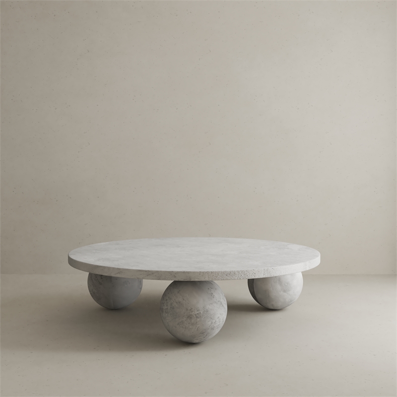 Dani Round Coffee Table Large In Light Grey Concrete