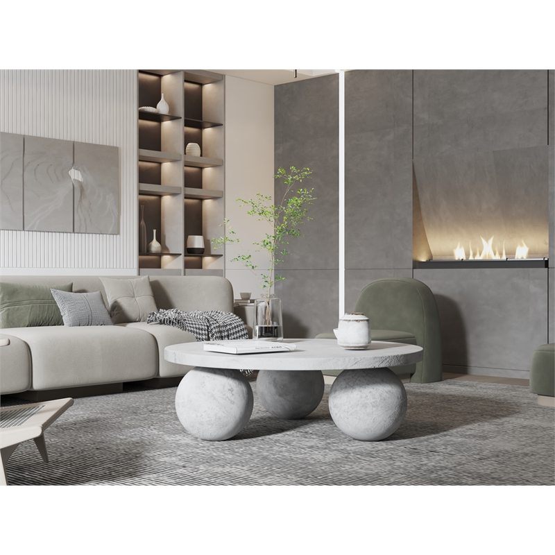 Dani Round Coffee Table Medium In Light Grey Concrete