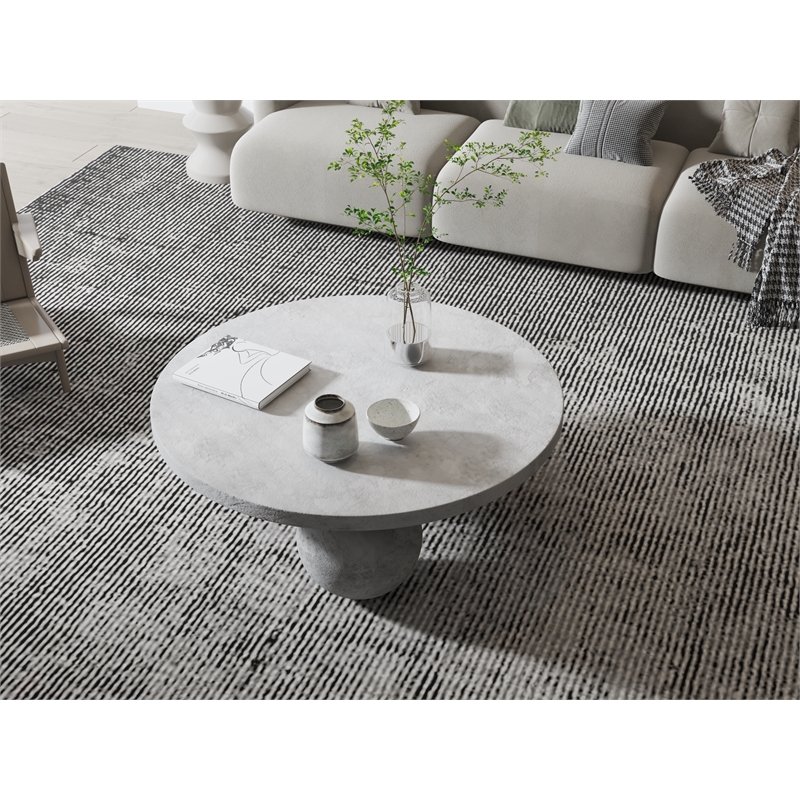 Dani Round Coffee Table Medium In Light Grey Concrete