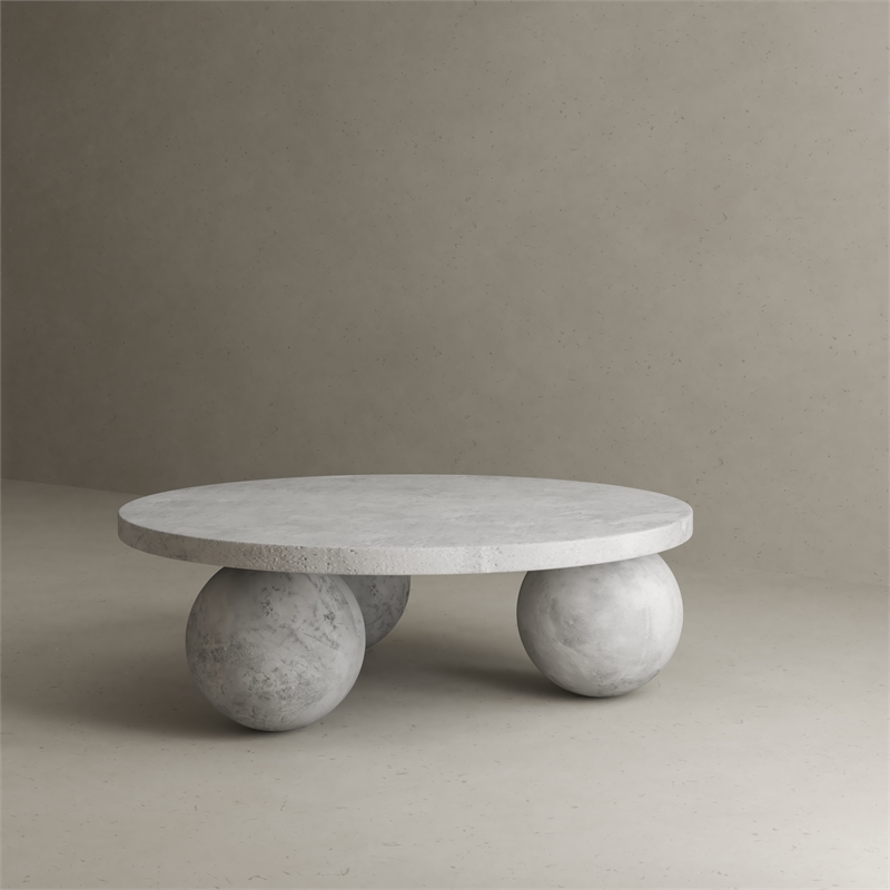 Dani Round Coffee Table Medium In Light Grey Concrete