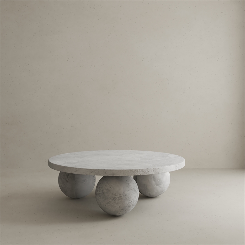 Dani Round Coffee Table Medium In Light Grey Concrete