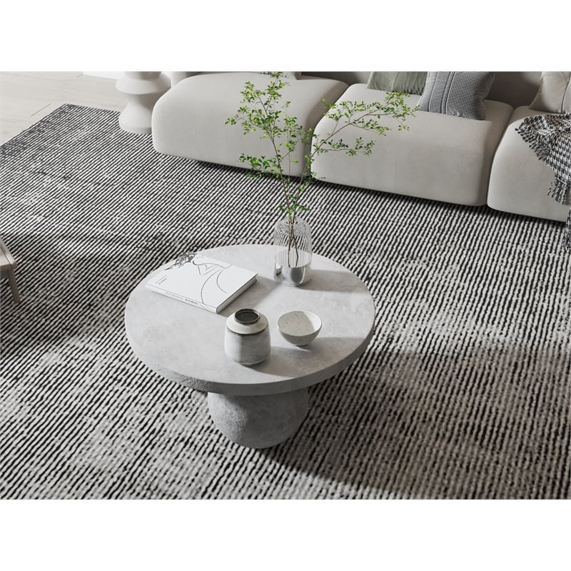 Dani Round Coffee Table Small In Light Grey Concrete