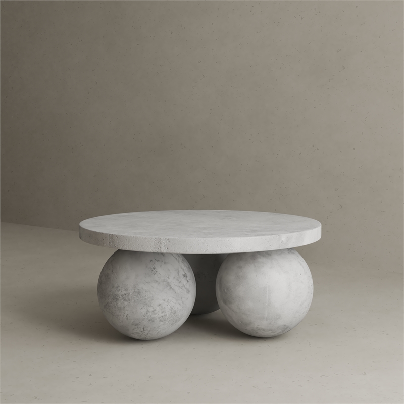 Dani Round Coffee Table Small In Light Grey Concrete