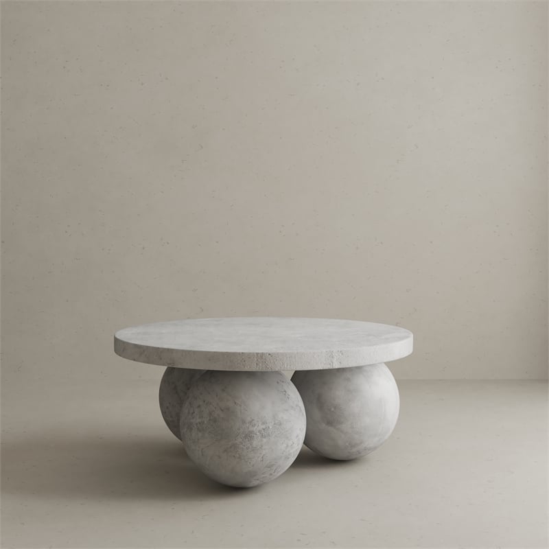 Dani Round Coffee Table Small In Light Grey Concrete