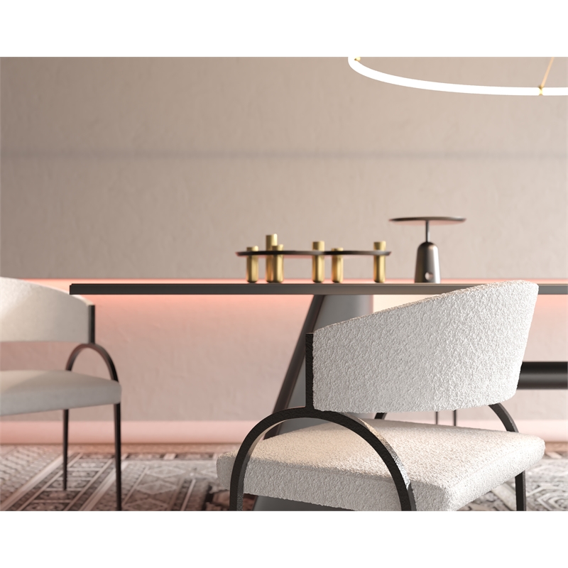 Sansa Dining Chair in Ivory Boucle
