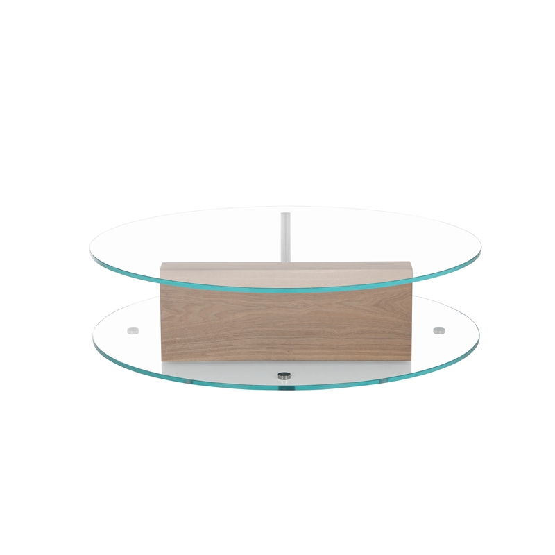 American Home Classic Brick Round Glass/Wood Coffee Table in Ash/Clear