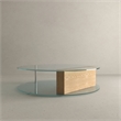 American Home Classic Brick Round Glass/Wood Coffee Table in Ash/Clear