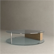 American Home Classic Brick Round Glass/Wood Coffee Table in Ash/Clear